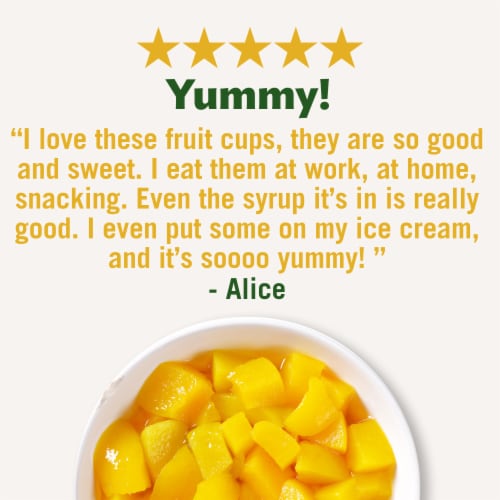 Del Monte Diced Peaches Fruit Cup Snacks in 100% Juice Perspective: right