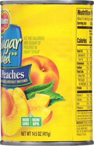Del Monte® No Sugar Added Yellow Cling Sliced Peaches Canned Fruit Perspective: right