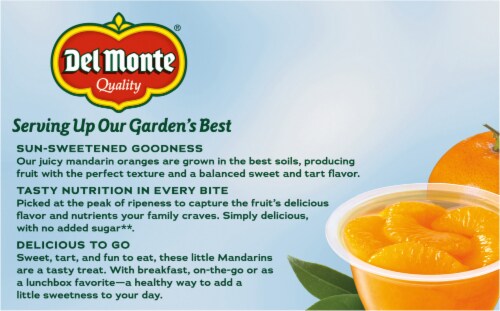 Del Monte® No Sugar Added Mandarin Oranges Fruit Cup Snacks Perspective: right