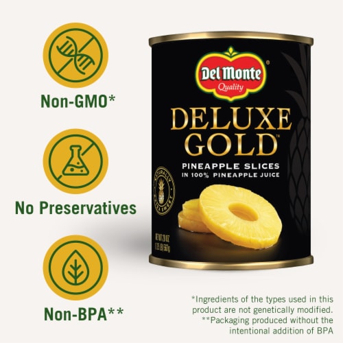 Del Monte® Deluxe Gold™ Pineapple Slices in 100% Juice Canned Fruit