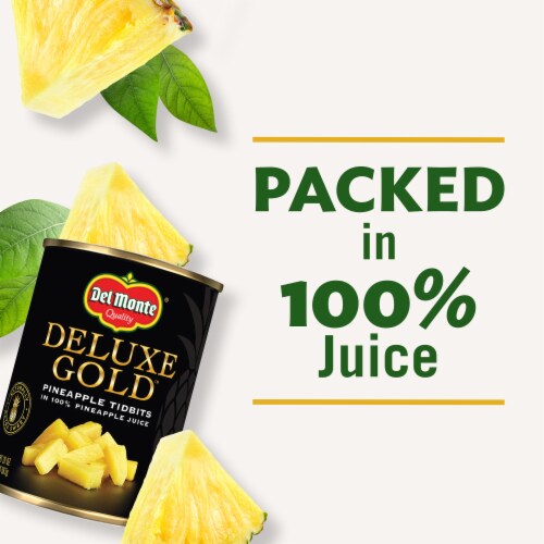 Del Monte® Deluxe Gold™ Pineapple Tidbits in 100% Pineapple Juice Perspective: right