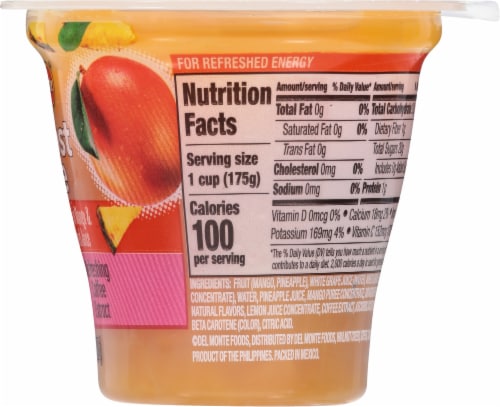 Del Monte® Boost Me Stay Well Mangos & Pineapple in Mango and Dragon Fruit Flavored Juice Fruit Cup Perspective: right