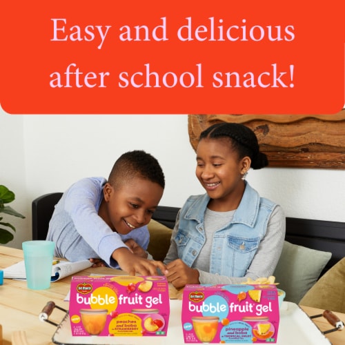 Del Monte Bubble Fruit Gel Peach Strawberry Fruit Cup Snacks Perspective: right