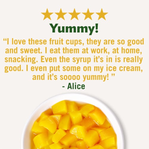Del Monte Diced Peaches in 100% Juice Fruit Cup Snacks Perspective: right