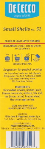 De Cecco® Small Shells No. 52 Pasta Perspective: right