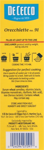 De Cecco® Orecchiette Pasta Perspective: right