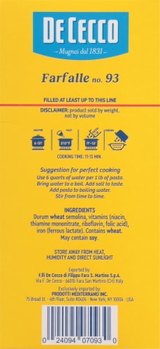 De Cecco Farfalle Bow Tie Pasta Perspective: right
