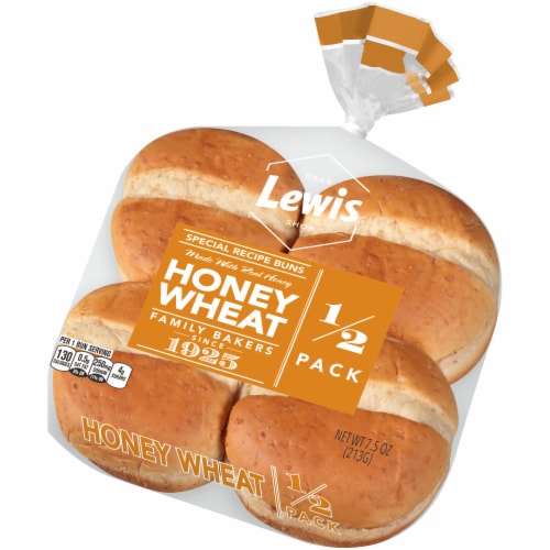 Lewis Bake Shop Honey Wheat Hamburger Buns 1/2 Pack Perspective: right
