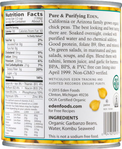 Eden Organic Garbanzo Beans Perspective: right