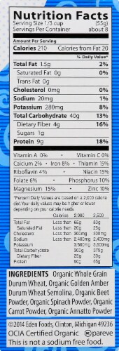 Eden Organic Vegetable Alphabets Pasta Perspective: right
