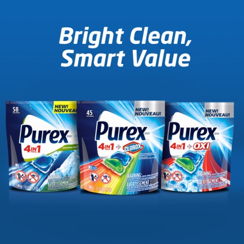 Purex 4-in-1 + OXI Fresh Morning Burst Laundry Pacs Perspective: right