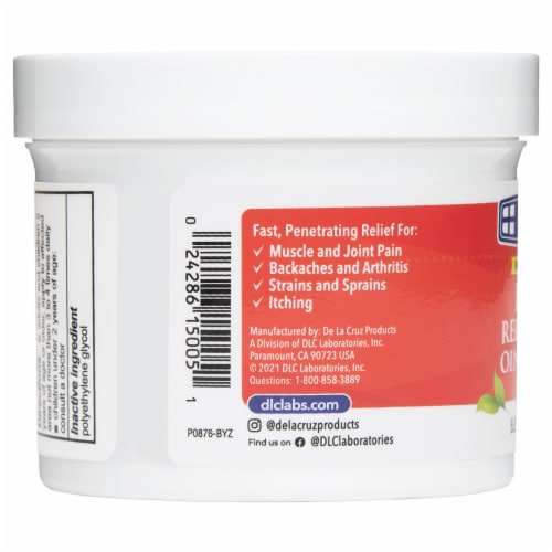 De La Cruz Muscle and Joint Pain Relieving Ointment with 11% Camphor, 5.5 oz Jumbo size Perspective: right