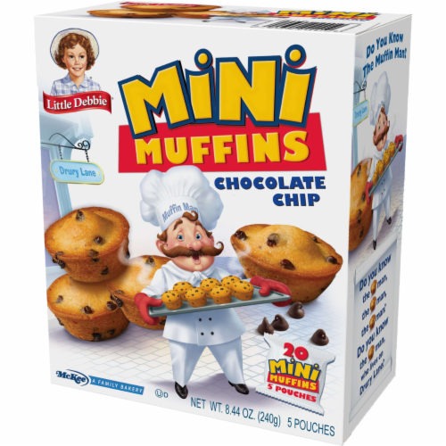 Choc Chip Mini Muffins, 4 Boxes, 20 Travel Pouches of Bite Size Muffins Baked Perspective: right