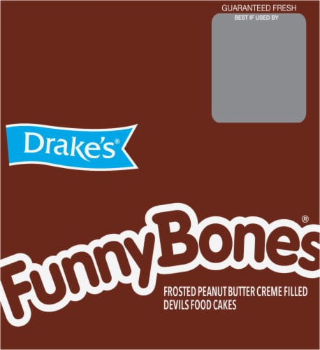 Drake's® Funny Bones® Frosted Peanut Butter Creme Filled Devils Food Cakes Perspective: right