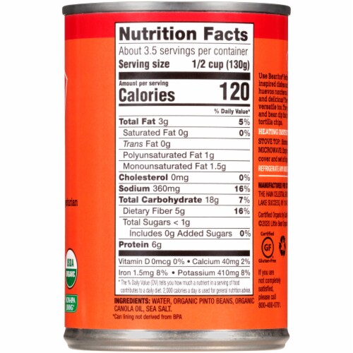 Bearitos Low Fat Organic Traditional Refried Beans Perspective: right