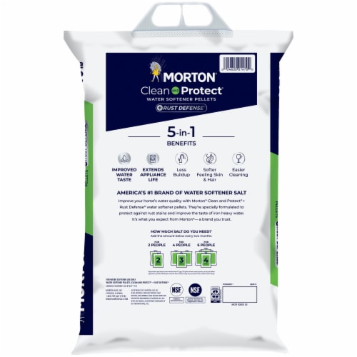 Morton® Clean and Protect® Plus Rust Defense® Water Softener Salt Pellets Perspective: right
