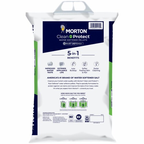 Morton® Clean and Protect® Plus Rust Defense® Water Softener Salt Pellets Perspective: right