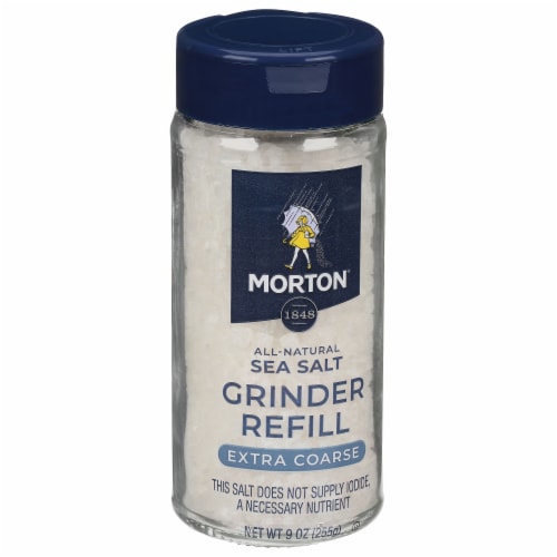 Morton® Sea Salt Extra Coarse Non-Iodized Grinder Refill Perspective: right
