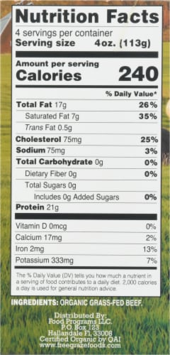 Miami Beef Free Graze™ Organic Grass-Fed Beef Patties Perspective: right