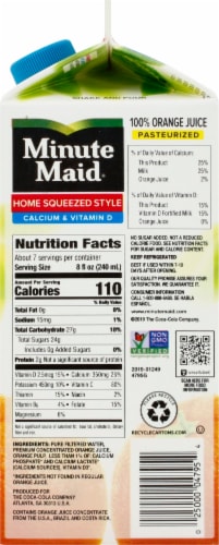 Minute Maid Home Squeezed Style with Calcium and Vitamin D 100% Orange Juice Perspective: right