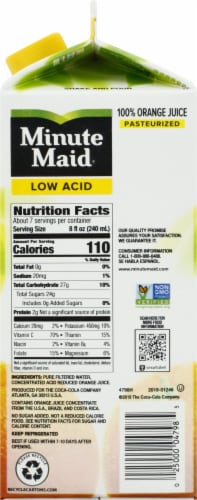 Minute Maid Reduced Acid 100% Orange Juice Perspective: right