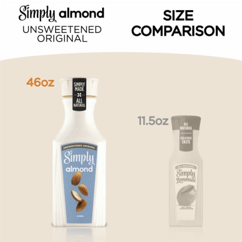 Simply Almond Unsweetened Original Vegan & Dairy-Free All Natural Milk Alternative Perspective: right