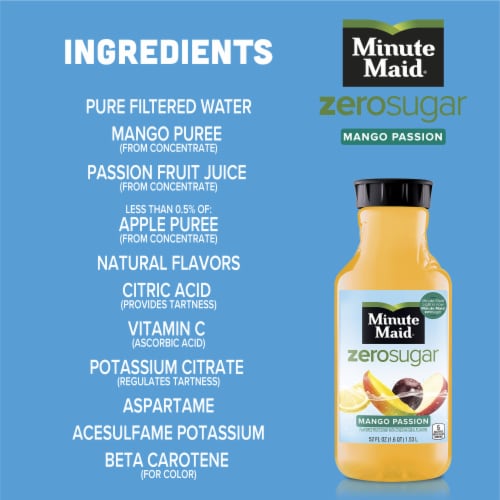 Minute Maid Zero Sugar Mango Passion Flavored Fruit Juice Drink Perspective: right