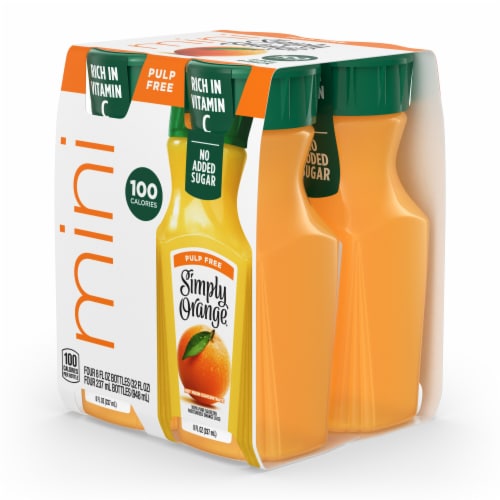 Simply Mini Pulp Free Orange Juice Drink 4 pk 8 fl oz Harris Teeter