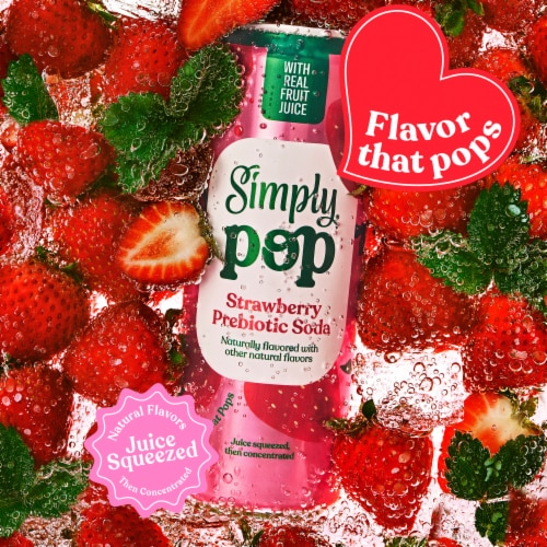 Simply POP Strawberry Prebiotic Soda Can Perspective: right