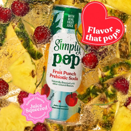 Simply POP Fruit Punch Prebiotic Soda Can Perspective: right
