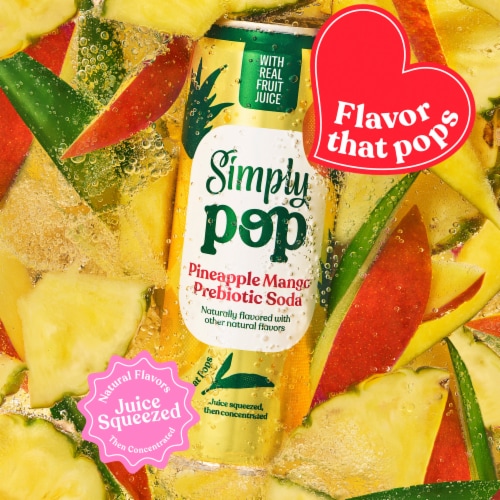 Simply POP Pineapple Mango Prebiotic Soda Can Perspective: right