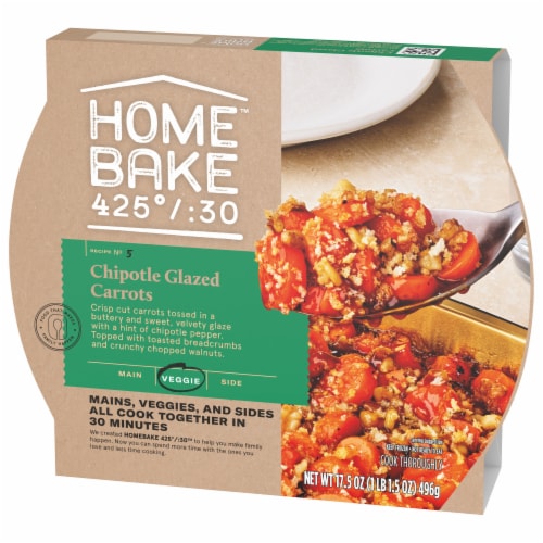 Home Bake 425°/:30 Chipotle Glazed Carrots Frozen Family Meal Veggie Dish Perspective: right