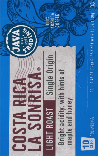 Java Trading Costa Rica La Sonrisa Single Serve Coffee Pods Perspective: right