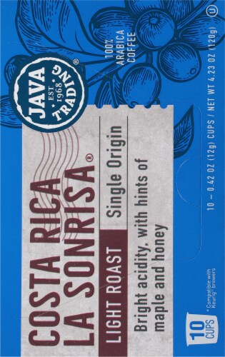 Java Trading Costa Rica La Sonrisa Single Serve Coffee Pods Perspective: right