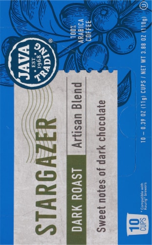 Java Trading Stargazer Dark Roast Single Serve Coffee Pods Perspective: right
