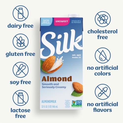 Silk Unsweet Almond Milk Perspective: right
