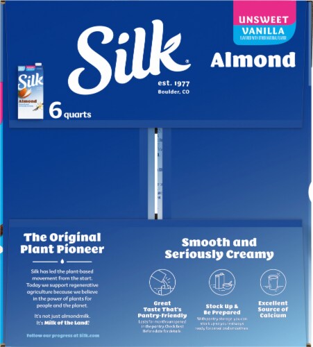 Silk® Pure Unsweetened Vanilla Almondmilk Cartons Perspective: right