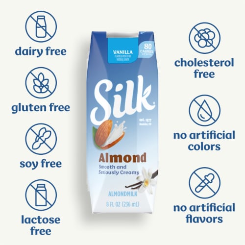 Silk Dairy Free Shelf Stable Vanilla Almond Milk Perspective: right