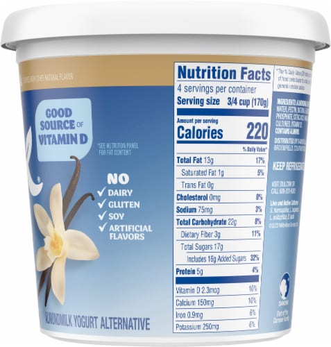 Silk® Dairy-Free Vanilla Almond Milk Yogurt Tub Perspective: right
