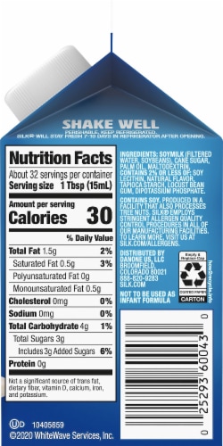 Silk French Vanilla Dairy-Free Soy Creamer Perspective: right