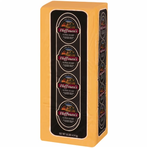 Hoffman's Super Sharp Pasteurized Cheddar Cheese Brick Fresh Sliced Deli Cheese Perspective: right