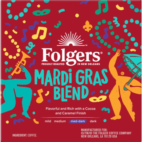 Folgers® Mardi Gras Blend Medium-Dark Roast K-Cup® Coffee Pods Perspective: right