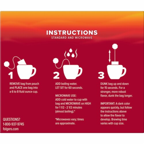 Folgers Coffee Singles Classic Roast Coffee Bags Perspective: right