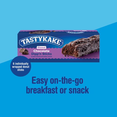 Tastykake Glazed Chocolate Dipp'n Sticks Glazed Chocolate Donut Sticks Perspective: right