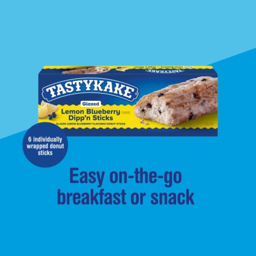 Tastykake Glazed Lemon Blueberry Flavored Dipp'n Sticks Lemon Blueberry Donut Sticks Perspective: right