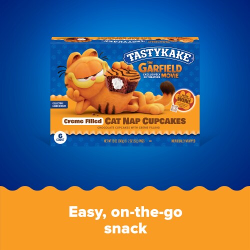 Tastykake Crème Filled Cat Nap Chocolate Cupkakes, Individually Wrapped Chocolate Cupcakes , 6 Count Perspective: right