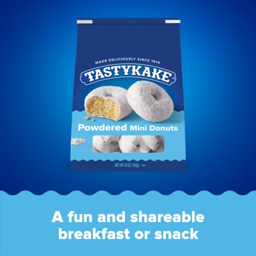 Tastykake Powdered Sugar Mini Donuts Shareable Powdered Donut Perspective: right
