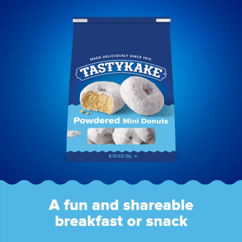 Tastykake Powdered Sugar Mini Donuts Shareable Powdered Donut Perspective: right