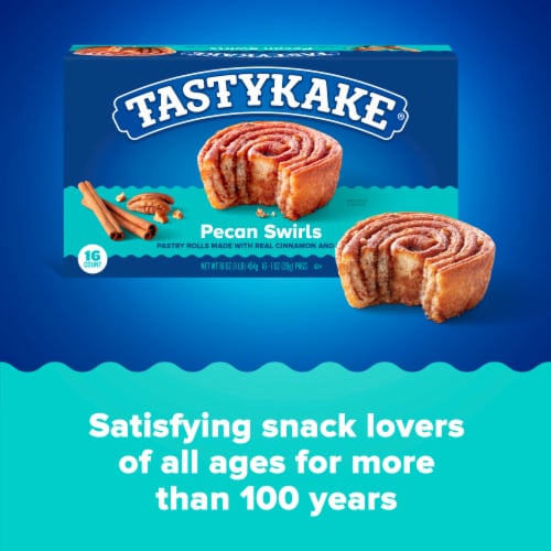 Tastykake Pecan Swirls Individually Wrapped Cinnamon and Pecan Filled Pastry Rolls Perspective: right