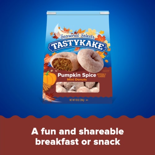 Tastykake Pumpkin Spice Flavored Mini Donuts, Shareable Pumpkin and Cinnamon Donuts, 10 oz Bag Perspective: right